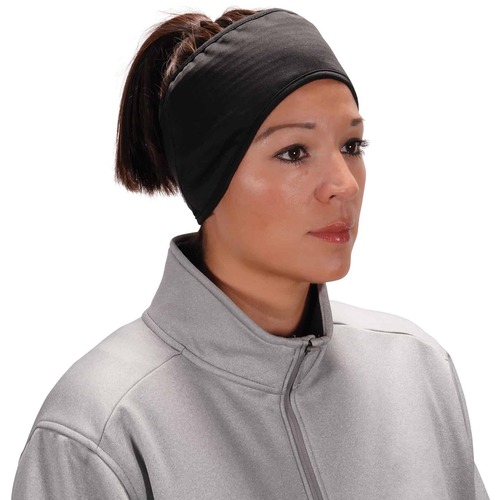 N-Ferno 6887 2-Layer Winter Headband - Fleece, Spandex - 1 Each - 8.5" Height x 0.5" Width x 7.3" Length - Black - Spandex, Polyester, Fleece