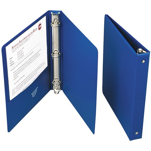 SKILCRAFT Round Ring Heavy-Duty Binder - 1" Binder Capacity - Letter - 8 1/2" x 11" Sheet Size - 3 Ring(s) - Fastener(s): Round Ring - Pocket(s): Inside Front & Back - Vinyl, Board - Blue - Recycled - Heavy Duty, Punched, Unpunched, Tear Resistant, Crack 