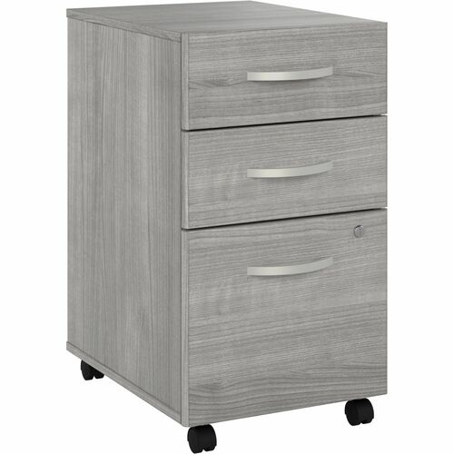 Bush Business Furniture Studio C 3 Drawer Mobile File Cabinet - 15.7" x 20.2"27.8" - 3 x File, Box Drawer(s) - Finish: Platinum Gray, Thermofused Laminate (TFL)