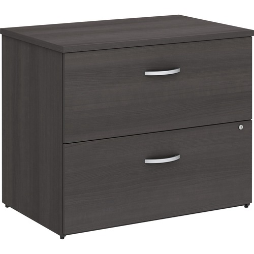 Bush Business Furniture Studio C 2 Drawer Lateral File Cabinet - 35.7" x 23.4"29.8" - 2 x File Drawer(s) - Finish: Storm Gray, Thermofused Laminate (TFL)