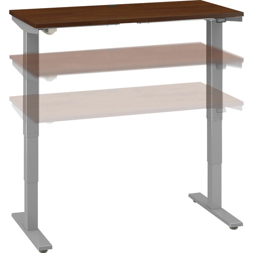 Bush Business Furniture Move 40 Series 48w X 24d Electric Height Adjustable Standing Desk - Hansen Cherry Rectangle Top - Silver T-shaped Base - 2 Legs - 176 lb Capacity - Adjustable Height - 24" to 48" Adjustment x 47.60" Table Top Width x 23.35" Table T