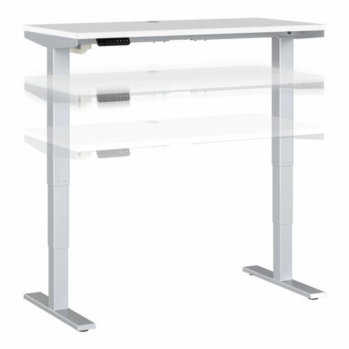 Bush Business Furniture Move 40 Series 48w X 24d Electric Height Adjustable Standing Desk - White Rectangle Top - Silver T-shaped Base - 2 Legs - 176 lb Capacity - Adjustable Height - 24" to 48" Adjustment x 47.60" Table Top Width x 23.35" Table Top Depth