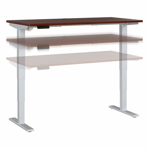 Bush Business Furniture Move 40 Series 60w X 30d Electric Height Adjustable Standing Desk - For - Table TopHansen Cherry Rectangle Top - Silver T-shaped Base - 176 lb Capacity - Height Adjustable - 28.17" to 48.24" Adjustment x 59.45" Table Top Width x 29