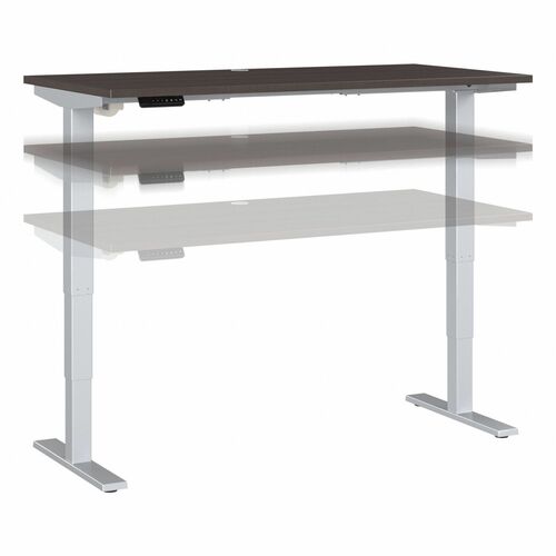 Bush Business Furniture Move 40 Series 60w X 30d Electric Height Adjustable Standing Desk - Storm Gray Rectangle Top - Silver T-shaped Base - 176 lb Capacity - Adjustable Height - 28.17" to 48.24" Adjustment x 59.45" Table Top Width x 29.37" Table Top Dep