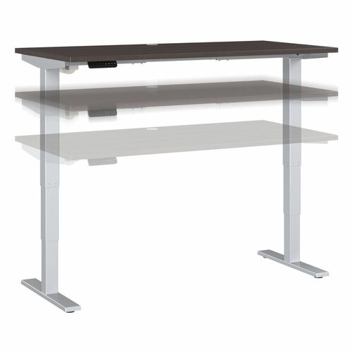 Bush Business Furniture Move 40 Series 60w X 30d Electric Height Adjustable Standing Desk - For - Table TopStorm Gray Rectangle Top - Silver T-shaped Base - 176 lb Capacity - Height Adjustable - 28.17" to 48.24" Adjustment x 59.45" Table Top Width x 29.37