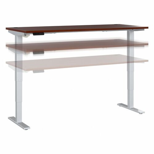 Bush Business Furniture Move 40 Series 72w X 30d Electric Height Adjustable Standing Desk - Hansen Cherry Rectangle Top - Silver T-shaped Base - 176 lb Capacity - Adjustable Height - 28.17" to 48.24" Adjustment x 71.02" Table Top Width x 29.37" Table Top 