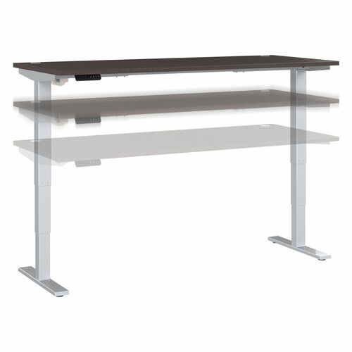 Bush Business Furniture Move 40 Series 72w X 30d Electric Height Adjustable Standing Desk - Storm Gray Rectangle Top - Silver T-shaped Base - 176 lb Capacity - Adjustable Height - 28.17" to 48.24" Adjustment x 71.02" Table Top Width x 29.37" Table Top Dep