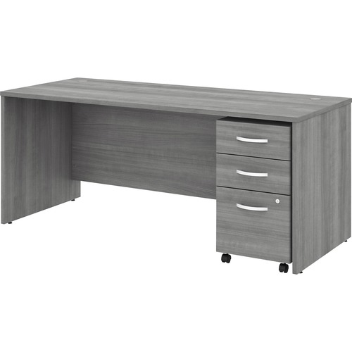 Bush Business Furniture Studio C 72W x 30D Office Desk with Mobile File Cabinet - 72" x 30" Desk - 3 x File, Box Drawer(s) - Band Edge - Finish: Platinum Gray, Thermofused Laminate (TFL)