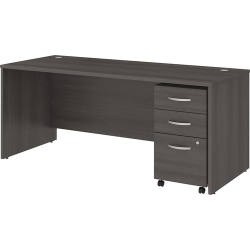 Bush Business Furniture Studio C 72W x 30D Office Desk with Mobile File Cabinet - 72" x 30" Desk - 3 x File, Box Drawer(s) - Band Edge - Finish: Storm Gray, Thermofused Laminate (TFL)