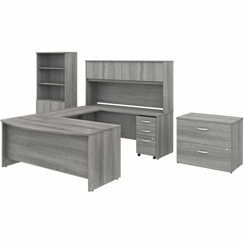 Bush Business Furniture Studio C Desk/Hutch/Bookcase/File Cabinet - 72" x 36" Front Desk, 72" x 24" Credenza Desk, 42" Return, 72" Hutch, 36" File Cabinet, 36" Bookcase - 5 x File, Box Drawer(s) - 4 Door(s) - 5 Shelve(s) - 3 Adjustable Shelf(ves) - Finish