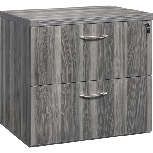 Safco Aberdeen Series 36" Freestanding Lateral File - 32.5" x 17.4"9.2" Drawer, 36" x 24"29.5" Lateral File, 32.8" x 19.4"9.4" Inside Drawer, 1.6" Work Surface - 2 x File Drawer(s) - Material: Medium Density Fiberboard (MDF), Laminate - Finish: Gray Steel