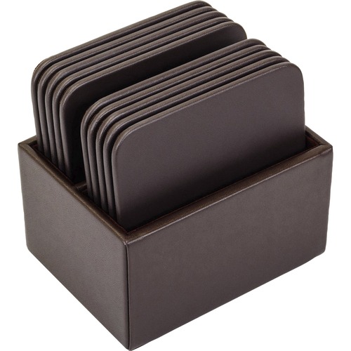 Dacasso Leather Square Coaster Set - Square - Chocolate Brown - Top Grain Leather - 1Each