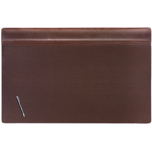 Dacasso Leather Top-Rail Desk Pad - Rectangular - 38" Width - Top Grain Leather, Leatherette - Chocolate Brown