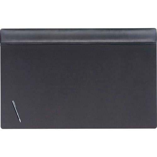 Dacasso Leather Top-Rail Desk Pad - Rectangular - 38" Width - Top Grain Leather, Leatherette, Velveteen - Black