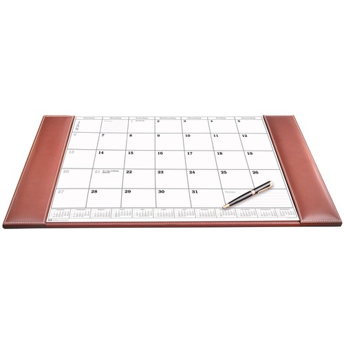 Dacasso Rustic Leather Calendar Desk Pad - Rectangular - 12 Sheets - Top Grain Leather, Velveteen - Rustic Brown