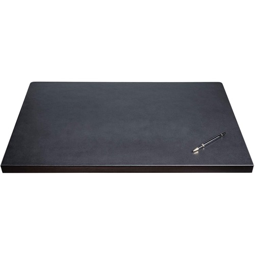 Dacasso Leather Fixation Lip Desk Mat - Rectangular - 30" Width - Top Grain Leather, Velveteen - Black