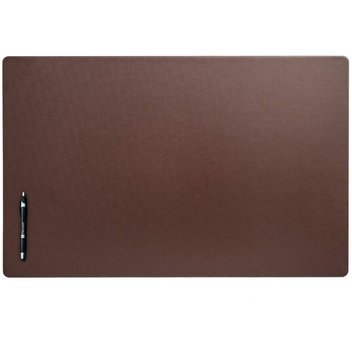 Dacasso Leatherette Desk Mat - Rectangular - 30" Width - Leatherette, Velveteen - Chocolate Brown