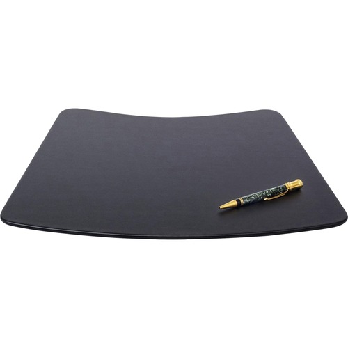 Dacasso Round Table Leatherette Conference Pad - Rectangular - 17" Width - Leatherette, Velveteen - Black