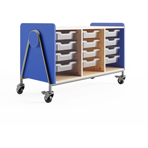 Safco Whiffle Typical Triple Rolling Storage Cart - 165 lb Capacity - 4 Casters - 3" Caster Size - Laminate, Particleboard, Polyvinyl Chloride (PVC), Metal, Thermofused Laminate (TFL) - x 43.3" Width x 19.8" Depth x 27.3" Height - Steel Frame - Spectrum B
