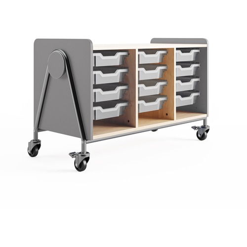 Safco Whiffle Typical Triple Rolling Storage Cart - 165 lb Capacity - 4 Casters - 3" Caster Size - Laminate, Particleboard, Polyvinyl Chloride (PVC), Metal, Thermofused Laminate (TFL) - x 43.3" Width x 19.8" Depth x 27.3" Height - Steel Frame - Gray - 1 C