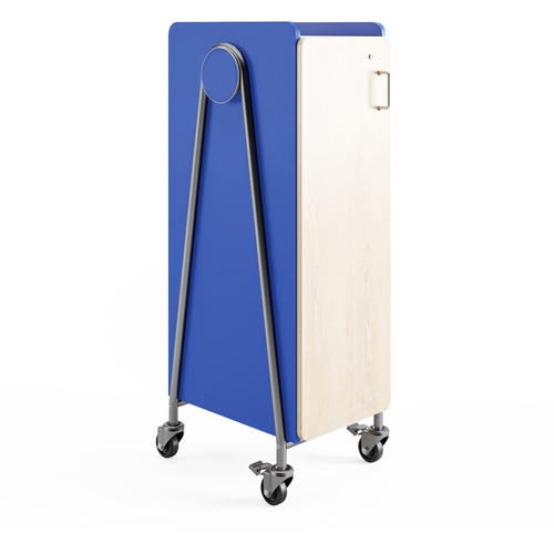 Safco Whiffle Typical Single Rolling Storage Cart - 110 lb Capacity - 4 Casters - 3" Caster Size - Laminate, Particleboard, Polyvinyl Chloride (PVC), Metal, Thermofused Laminate (TFL) - x 16.5" Width x 19.8" Depth x 48" Height - Steel Frame - Spectrum Blu