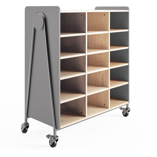 Safco Whiffle Typical Triple Rolling Storage Cart - 12 Shelf - 540 lb Capacity - 4 Casters - 3" Caster Size - Laminate, Particleboard, Polyvinyl Chloride (PVC), Metal, Thermofused Laminate (TFL) - 43.25" Width x 19.75" Depth x 48" Height - Steel Frame - G