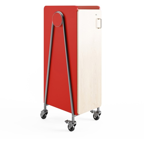 Safco Whiffle Typical Single Rolling Storage Cart - 110 lb Capacity - 4 Casters - 3" Caster Size - Laminate, Particleboard, Polyvinyl Chloride (PVC), Metal, Thermofused Laminate (TFL) - x 16.5" Width x 19.8" Depth x 48" Height - Steel Frame - Red - 1 Cart