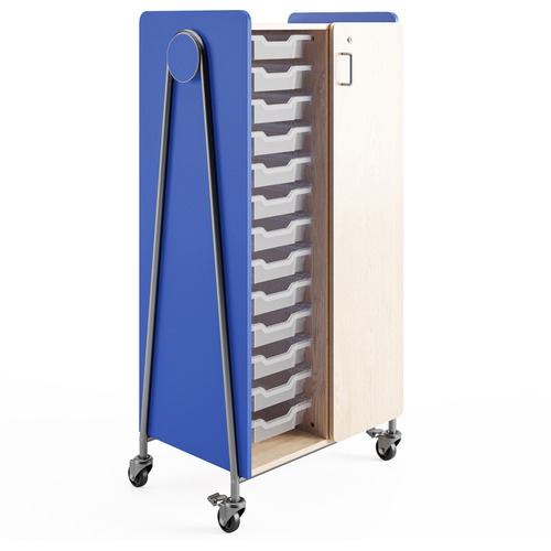 Safco Whiffle Typical Double Rolling Storage Cart - 153 lb Capacity - 4 Casters - 3" Caster Size - Laminate, Particleboard, Polyvinyl Chloride (PVC), Metal, Thermofused Laminate (TFL), Steel - 30" Width x 19.75" Depth x 60" Height - Spectrum Blue - 1 Cart