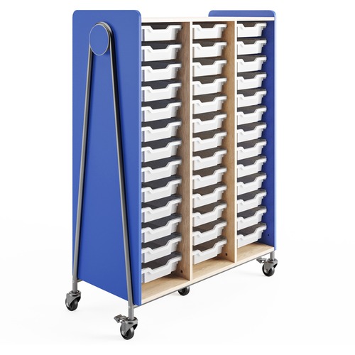 Safco Whiffle Typical Triple Rolling Storage Cart - 396 lb Capacity - 5 Casters - 3" Caster Size - Laminate, Particleboard, Polyvinyl Chloride (PVC), Metal, Thermofused Laminate (TFL) - x 43.3" Width x 19.8" Depth x 60" Height - Steel Frame - Spectrum Blu