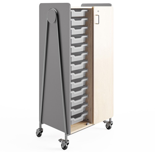 Safco Whiffle Typical Double Rolling Storage Cart - 153 lb Capacity - 4 Casters - 3" Caster Size - Laminate, Particleboard, Polyvinyl Chloride (PVC), Metal, Thermofused Laminate (TFL), Steel - x 30" Width x 19.8" Depth x 60" Height - Gray - 1 Carton