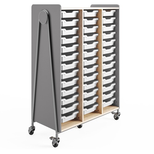 Safco Whiffle Typical Triple Rolling Storage Cart - 396 lb Capacity - 5 Casters - 3" Caster Size - Laminate, Particleboard, Polyvinyl Chloride (PVC), Metal, Thermofused Laminate (TFL) - x 43.3" Width x 19.8" Depth x 60" Height - Steel Frame - Gray - 1 Car