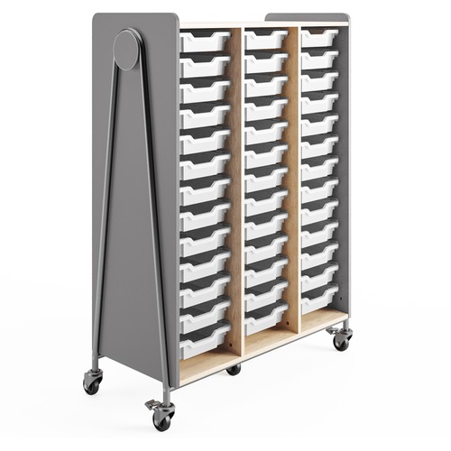 Safco Whiffle Typical Triple Rolling Storage Cart - 396 lb Capacity - 5 Casters - 3" Caster Size - Laminate, Particleboard, Polyvinyl Chloride (PVC), Metal, Thermofused Laminate (TFL) - 43.25" Width x 19.75" Depth x 60" Height - Steel Frame - Gray - 1 / C