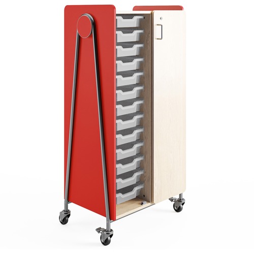 Safco Whiffle Typical Double Rolling Storage Cart - 153 lb Capacity - 4 Casters - 3" Caster Size - Laminate, Particleboard, Polyvinyl Chloride (PVC), Metal, Thermofused Laminate (TFL), Steel - x 30" Width x 19.8" Depth x 60" Height - Red - 1 Carton