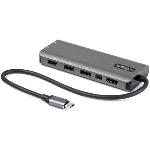 StarTech.com USB C Multiport Adapter, USB-C to HDMI or mDP 4K 60Hz, 100W PD Pass-Through, 4x 10Gbps USB, USB Type-C Mini Dock, w/12" Cable - USB-C multiport adapter 4K 60Hz HDMI 2.0b or Mini DisplayPort (DP 1.4 Alt-Mode) video - 10Gbps USB Hub (3xA/1xC) -