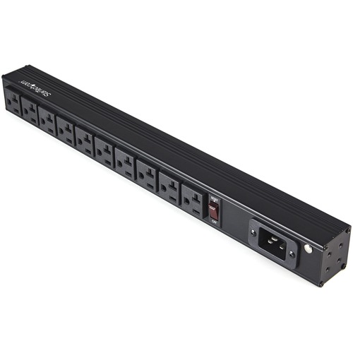 StarTech.com 10 Outlet Rack Mount Power Strip 125V/16 Amp, 1U Horizontal 19" Rackmount PDU, NEMA 5-20P Input, 10x NEMA 5-15/20R Outlets - 10x 5-15/20R Outlet rack mount power strip - 16A; Max Input/Output: 125V | 8ft NEMA 5-20P to IEC 60320 C19 power cord