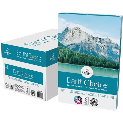 Domtar EarthChoice Office Paper - 92 Brightness - Ledger/Tabloid - 11" x 17" - 20 lb Basis Weight - 75 g/m² Grammage - Smooth - 2500 / Box (500 - FSC, SFI - Acid-free, ColorLok Technology, Elemental Chlorine-free
