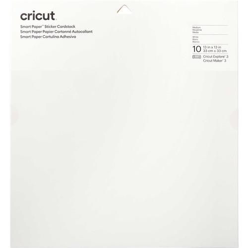 cricut Smart Paper Sticker Cardstock, White - Card, Banner, Project, Poster, Paper - 13"Height x 13"Width78 lb Basis Weight - 210 g/m² Grammage - 10 Sheet - White - Card Stock