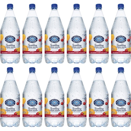 Crystal Geyser Natural Cranberry Clementine Sparkling Spring Water - Ready-to-Drink - 42.27 fl oz (1.25 L) - 12 / Carton / Bottle