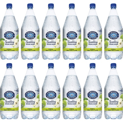 Crystal Geyser Natural Green Apple Sparkling Spring Water - Ready-to-Drink - Sugar Free - 42.27 fl oz (1.25 L)Bottle - 12 / Carton