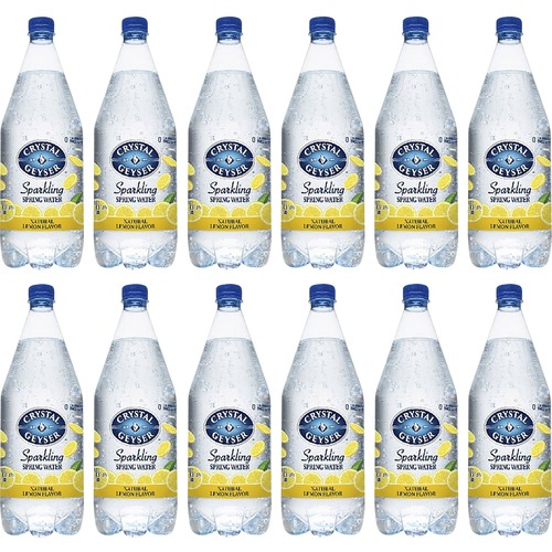 Crystal Geyser Natural Lemon Sparkling Spring Water - Ready-to-Drink - 42.27 fl oz (1.25 L) - 12 / Carton / Bottle