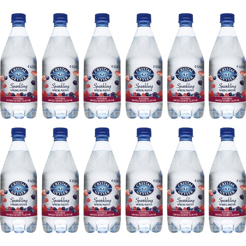 Crystal Geyser Natural Mixed Berry Sparkling Spring Water - Ready-to-Drink - Sugar Free - 18 fl oz (532 mL)Bottle - 12 / Carton