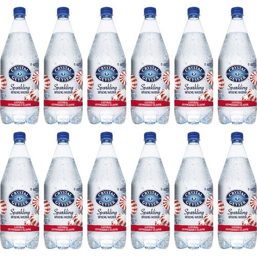 Crystal Geyser Natural Peppermint Sparkling Spring Water - Ready-to-Drink - 42.27 fl oz (1.25 L) - 12 / Carton