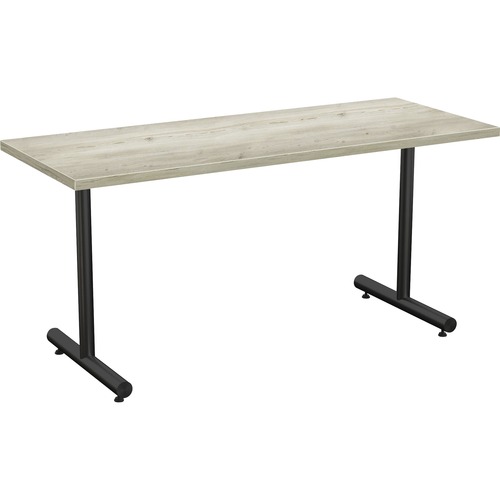 Special-T Kingston Training Table Component - Aged Driftwood Rectangle Top - Black T-shaped Base - 60" Table Top Length x 24" Table Top Width - 29" Height - Assembly Required - Thermofused Laminate (TFL) Top Material - 1 Each