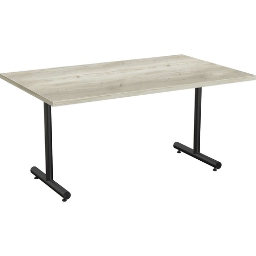Special-T Kingston Training Table Component - Aged Driftwood Rectangle Top - Black T-shaped Base - 60" Table Top Length x 30" Table Top Width - 29" Height - Assembly Required - Thermofused Laminate (TFL) Top Material - 1 Each