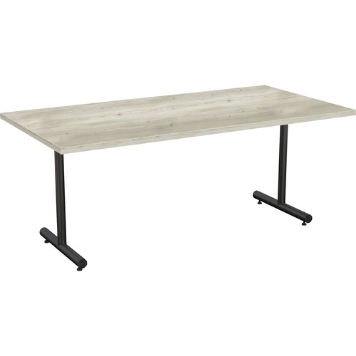 Special-T Kingston Training Table Component - Aged Driftwood Rectangle Top - Black T-shaped Base - 72" Table Top Length x 30" Table Top Width - 29" Height - Assembly Required - Thermofused Laminate (TFL) Top Material - 1 Each
