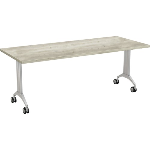 Special-T Link Flip & Nest Table - For - Table TopAged Driftwood Rectangle Top - Metallic Silver T-shaped Base - 72" Table Top Length x 30" Table Top Width - 30" Height - Assembly Required - Thermofused Laminate (TFL) Top Material - 1 Each