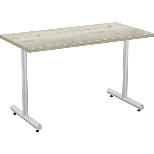 Special-T Kingston Training Table Component - Aged Driftwood Rectangle Top - Metallic Sand T-shaped Base - 48" Table Top Length x 24" Table Top Width - 29" Height - Assembly Required - Thermofused Laminate (TFL) Top Material - 1 Each
