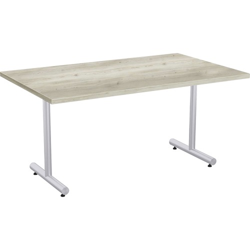 Special-T Kingston Training Table Component - Aged Driftwood Rectangle Top - Metallic Sand T-shaped Base - 60" Table Top Length x 30" Table Top Width - 29" Height - Assembly Required - Thermofused Laminate (TFL) Top Material - 1 Each