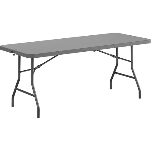 Dorel Zown Commercial Fold-in-Half Blow Mold Table - Rectangle Top - Four Leg Base - 4 Legs - 650 lb Capacity x 72" Table Top Width x 30" Table Top Depth - 29.25" Height - Gray - High-density Polyethylene (HDPE), Resin - 1 Each