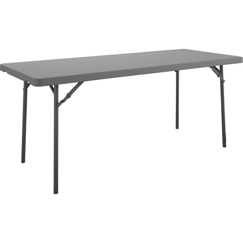 Cosco Zown Corner Blow Mold Large Folding Table - 4 Legs - 700 lb Capacity - 4" Table Top Length x 60" Table Top Width - 29.25" Height - Gray - High-density Polyethylene (HDPE), Resin - 1 Each